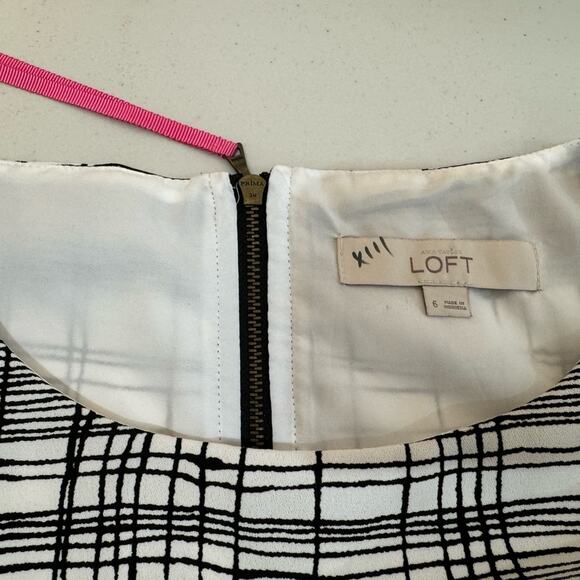 Ann Taylor LOFT Mini Dress Size 6 Drop Waist Floral Plaid Business Casual - Picture 4 of 7